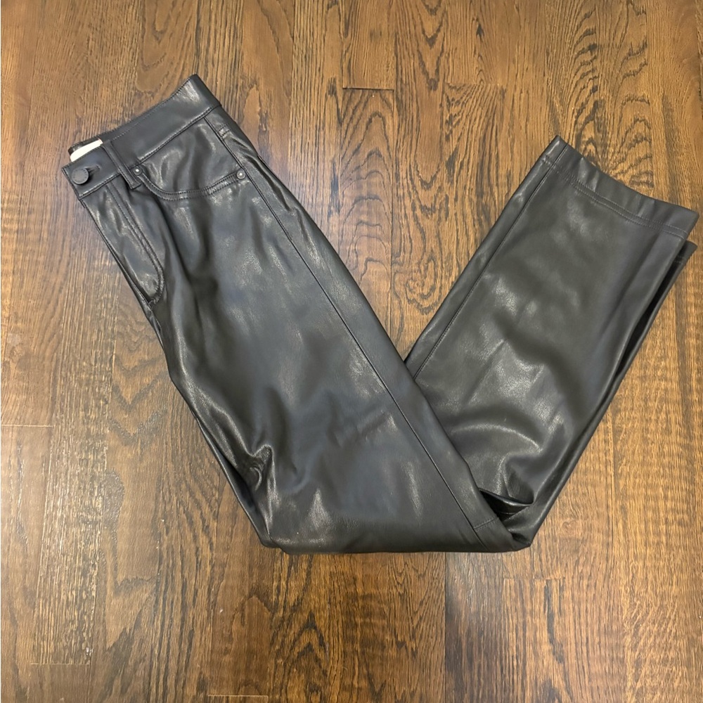 Alice + Olivia Black Faux Leather Pants Size 24